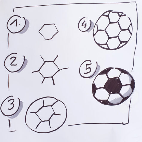 Step by step einen Fußball zeichnen
